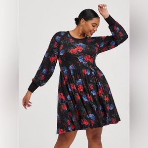 Torrid Babydoll Dress - Super Soft Plush Floral Black 0x